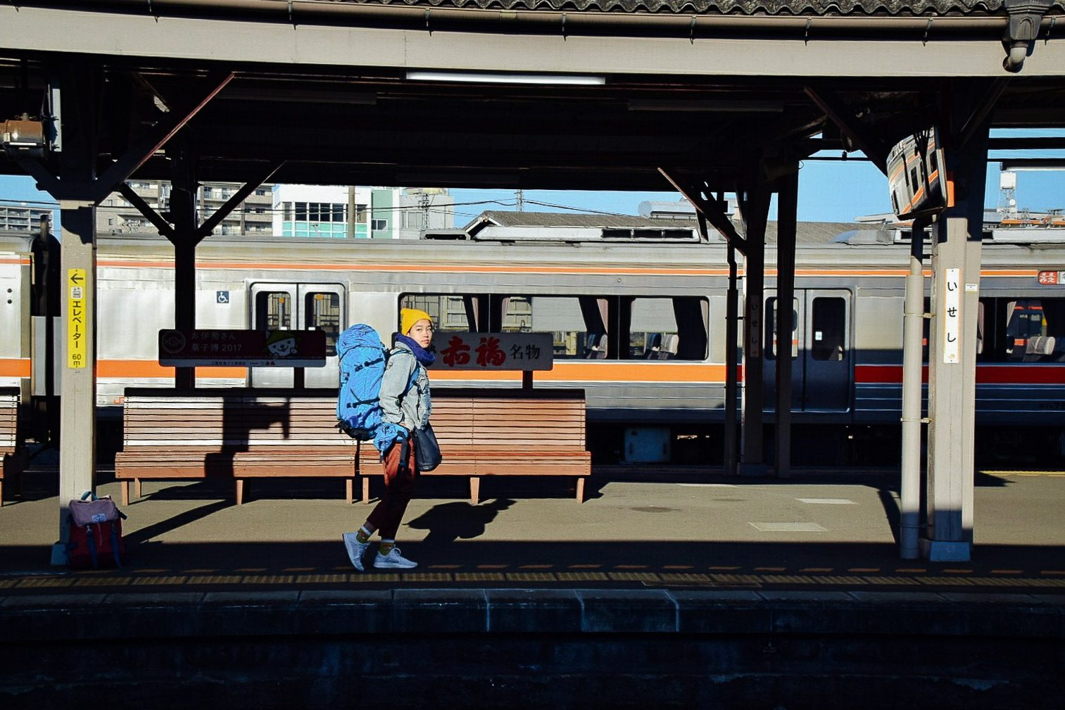 The moving windows, train ride through in central Japan.